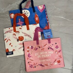 Trader Joe's Pack of 3 Reusable Christmas Gift Bags